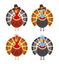 Vector set of cartoon turkey birds for thanksgiving day Royalty Free Stock Photo