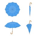 Vector Set of Cartoon Umbrellas. Different View and Variation