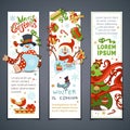 Vector set of cartoon vertical Christmas banners. Royalty Free Stock Photo