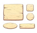 Vector set with cartoon wooden buttons for game assets