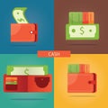 Vector set of cash money, finance icons, money icons Royalty Free Stock Photo