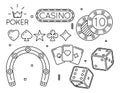 Vector set of casino and poker club line icons