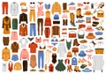 Vector set of casual clothing, shoes, accessories. Royalty Free Stock Photo