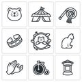 Vector Set of Cat Circus Icons. Royalty Free Stock Photo