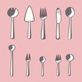 Vector set of catlery icons Royalty Free Stock Photo