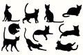 Vector set of cats silhouette.