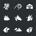 Vector Set of Cattleman and pasture camp Icons.