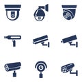 Vector Set of CCTV Icons. Video Surveillance Silhouette Icons