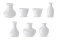 Vector set of ceramic vase 3d models isolated on white background. White pottery vases realistic illustration. Flower Royalty Free Stock Photo