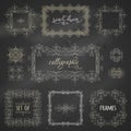 Vector set of chalk calligraphic frames. Royalty Free Stock Photo