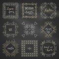 Vector set of chalk calligraphic frames. Royalty Free Stock Photo