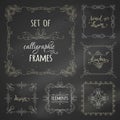 Vector set of chalk calligraphic frames. Royalty Free Stock Photo