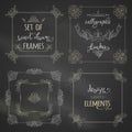 Vector set of chalk calligraphic frames. Royalty Free Stock Photo