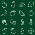 Vector Set of Chalk Doodle Fruits Icons.
