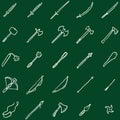 Vector Set of Chalk Doodle Medieval Weapon Icons Royalty Free Stock Photo