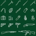 Vector Set of Chalk Doodle Weapon Icons Royalty Free Stock Photo