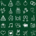 Vector Set of Chalk Doodle Weddings Icons