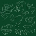 Vector Set of Chalk Sketch Ribbon Arrows Royalty Free Stock Photo