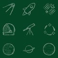 Vector Set of Chalk Sketch Space Icons