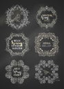 Vector set of chalk spring frames on blackboard background.