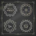 Vector set of chalk spring frames and ornaments.