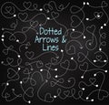 Vector Set of Chalkboard Dotted Arrows and Connecting Lines Royalty Free Stock Photo