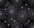 Vector Set of Chalkboard Style Cute and Creepy Spiderwebs Royalty Free Stock Photo