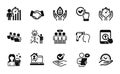 Vector set of Checkbox, Timer and Fair trade icons simple set. Vector