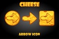 Vector set of cheese arrow buttons for game. Royalty Free Stock Photo