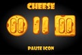 Vector set of cheese pause buttons for menu. Royalty Free Stock Photo