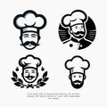 vector set of chef face silhouette logo icon