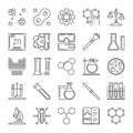 Vector set of Chemical outline icons. Chemistry concept signs