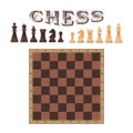 Vector set of chess figures. Piece and board. Icons design elements on white background Royalty Free Stock Photo