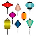 Vector set of Chineese Lanters decoration colorful fun set Royalty Free Stock Photo