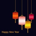 Vector set of Chineese Lanters decoration colorful fun set Royalty Free Stock Photo