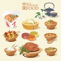 Vector set with chinese food. Chinese street, restaurant or homemade food illustrations for ethnic asian menu