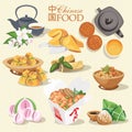 Vector set with chinese food. Chinese street, restaurant or homemade food illustrations for ethnic asian menu