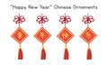 Vector set of Chinese New Year ornaments clipart. Simple decorative Chinese Tags or Labels, flat vector Royalty Free Stock Photo