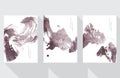 Vector set of chinese template with watercolor texture background. Brush stroke painting elements with Japanese wave pattern illus