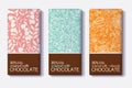 Vector Set Of Chocolate Bar Package Designs With Vintage Floral Patterns. Royalty Free Stock Photo