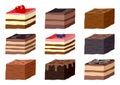Vector set of chocolate brownies Royalty Free Stock Photo