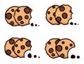 Vector set of chocolate chip bitten cookies Royalty Free Stock Photo