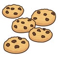 Vector set of chocolate chip cookies Royalty Free Stock Photo