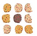 Vector set of chocolate chip cookies Royalty Free Stock Photo