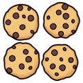 Vector set of chocolate chip whole cookies Royalty Free Stock Photo