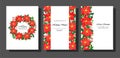 Vector set of Christmas cards with red poinsettia flowers leaves and berries on white Royalty Free Stock Photo