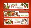 Vector set of Christmas horizontal banners. Royalty Free Stock Photo