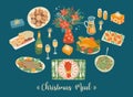 Vector set of Christmas meal. Design elements.
