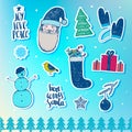 Vector set of Christmas, New Year stickers, badges. Design elements for holiday decoration. Royalty Free Stock Photo