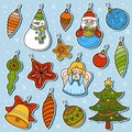 Vector set of Christmas tree toys Royalty Free Stock Photo